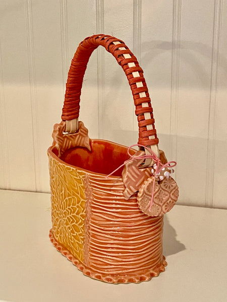 Rattan handled ceramic Basket SOLD OUT